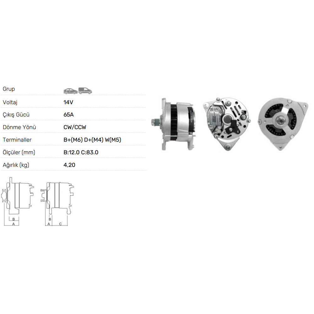 ALT DINAMO A127 65A