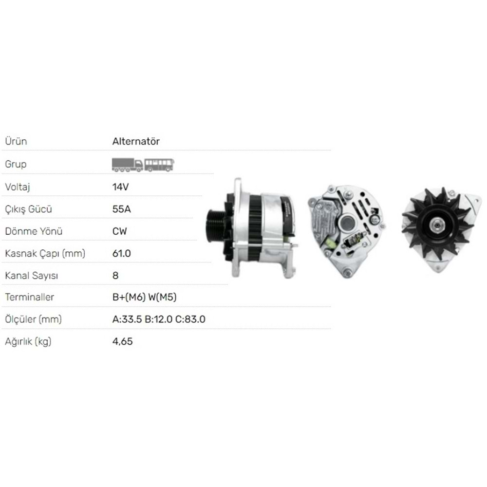 ALT DINAMO A 127 BMC FATIH KAS