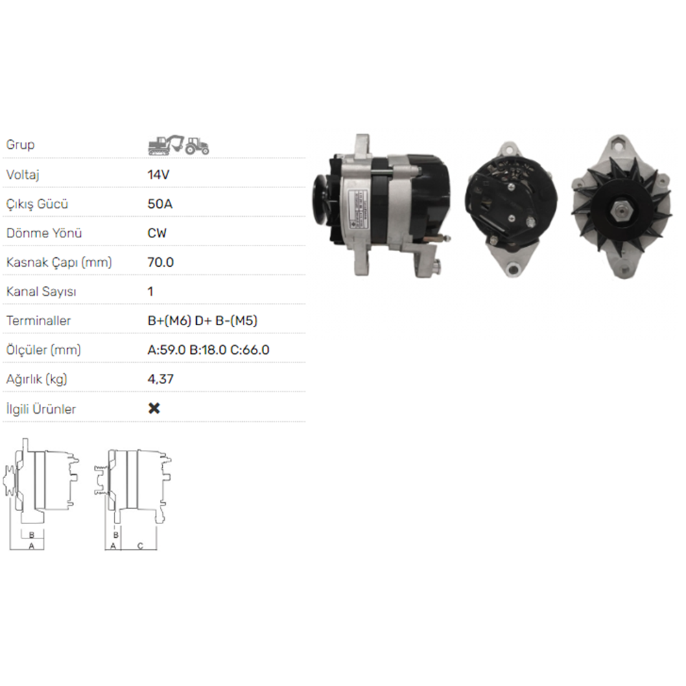ALT DINAMO A115 50A MF TRAKTOR