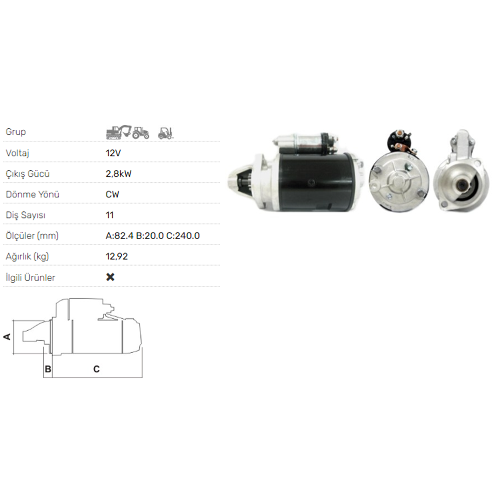 MARS MOTORU 12V 2,5 KW 11 DIS 2M113 ANADOLU MOTOR