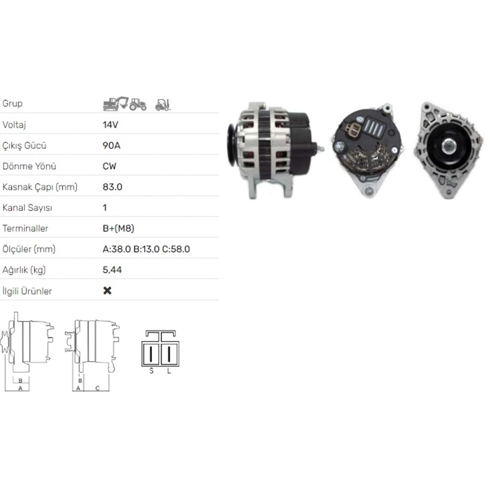 ALT DINAMO 14V 90A BOBCAT SKID LOADER 400 500 700 800 900
