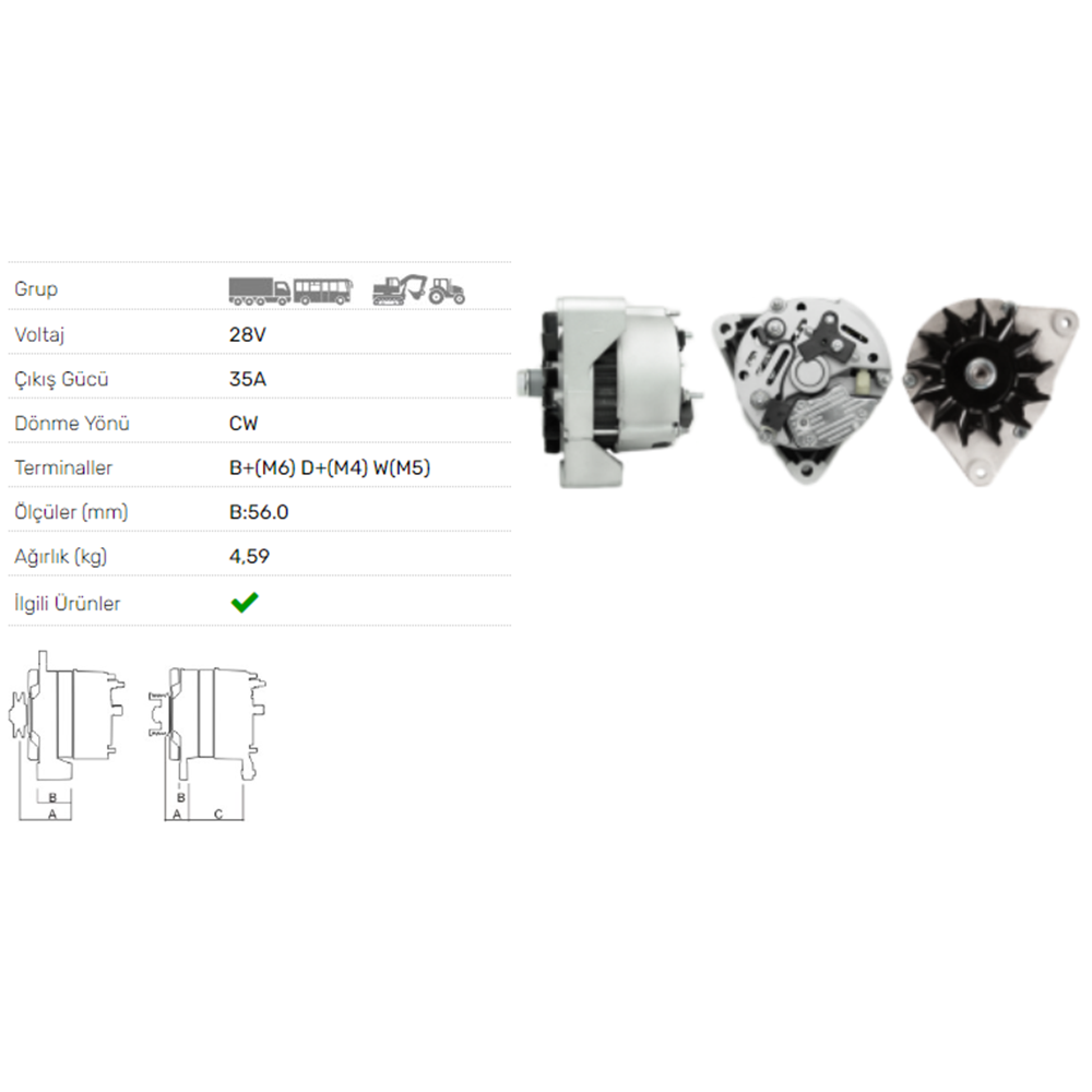 ALT DINAMO 28V 35A DEUTZ KHD MOTOR