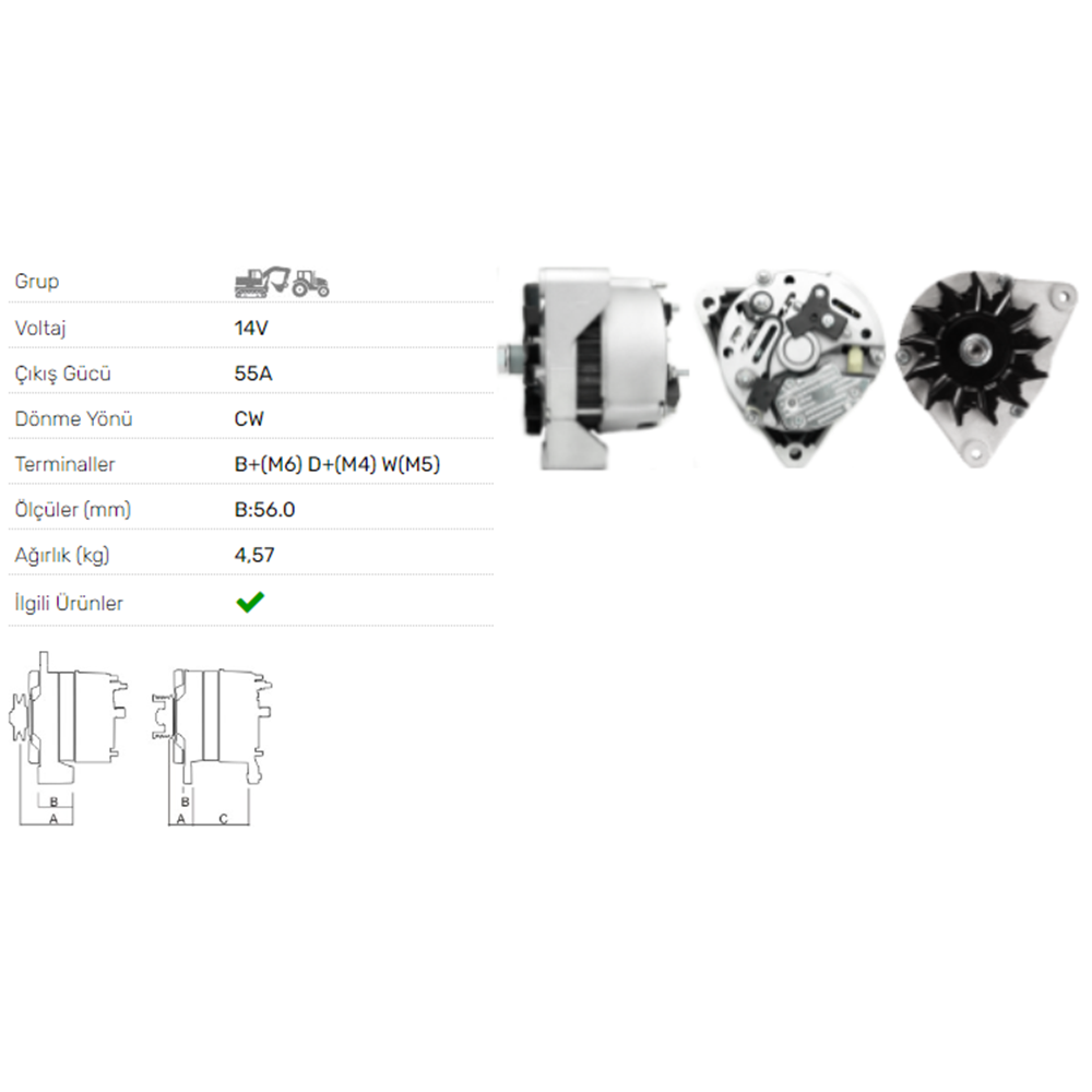 ALT DINAMO 14V 55A DEUTZ KHD MOTOR
