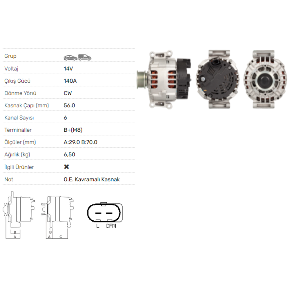 ALT DINAMO 14V 140A AUDI A3 A4 AVANT A6 TT ROADSTER
