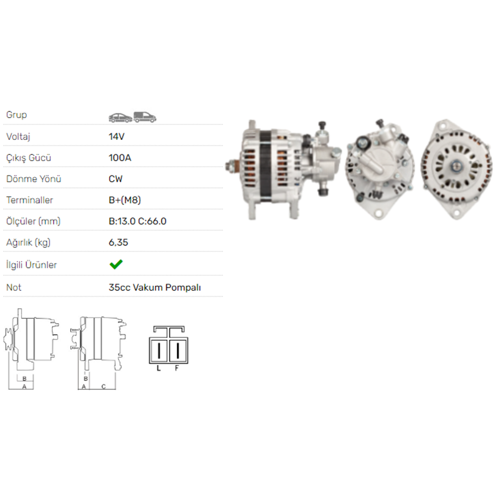 ALT DINAMO 14V 100A OPEL ASTRA H 1.7CDTI GTC 1.7CDTI ALT-V056