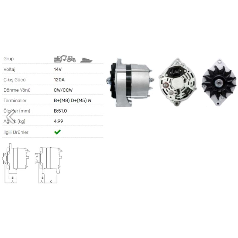 ALT DINAMO 12V 120A NEW HOLLAND