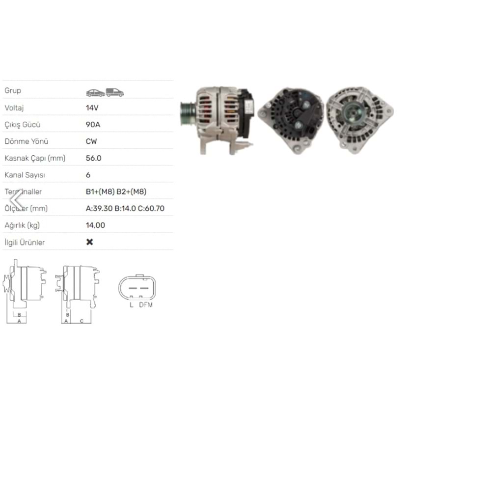 ALT DINAMO 14V 90A AUDI TT A3 1.8 2.0 VW BEETLE GOLF JETTA 1.8 2.0 99-06