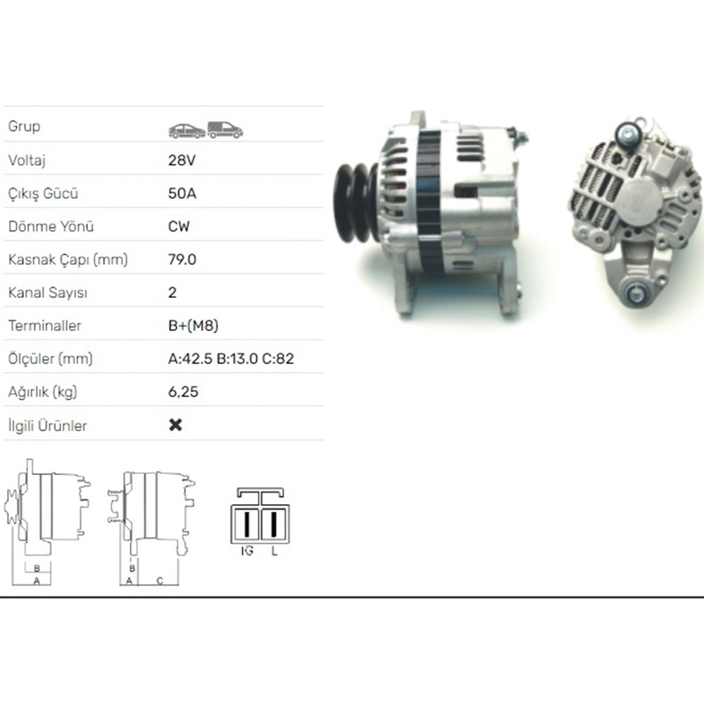 ALT DINAMO 28V 50A MITSUBISH ALT3101