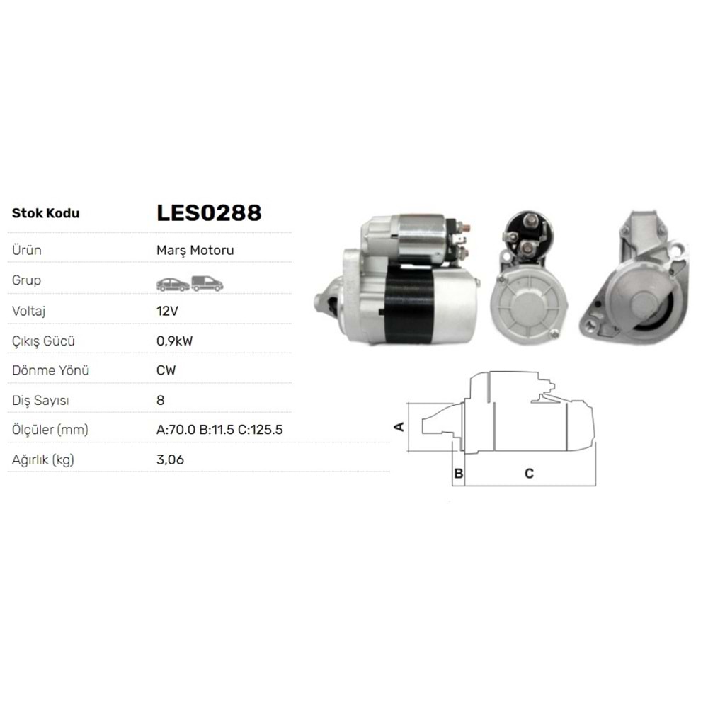 MARS MOTORU 12V 0.9KW 8 DIS NISSAN MICRA 1.1 1,3 OTOMATIK SANZIMANLI 92-00