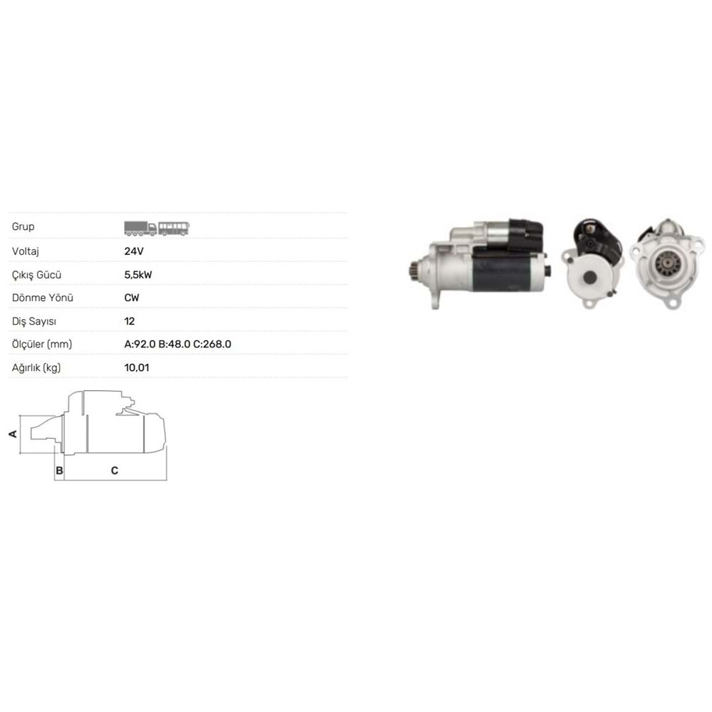 MARS MOTORU 24V 5.5KW 12 DIS STR2411