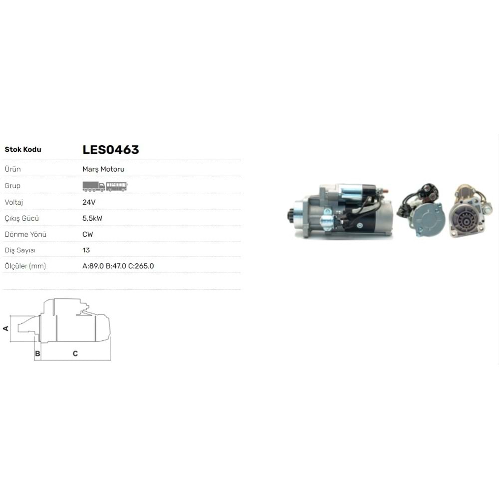 M.MOTORU 24V 5.5kW 13DİŞ MERCEDES BENZ ATEGO II1223 1224 1226 1228 1229
