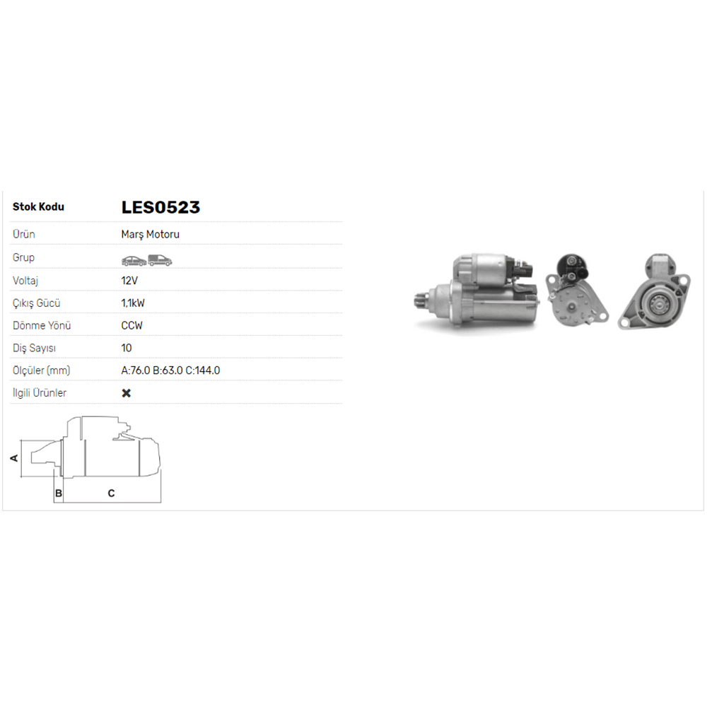 M.MOTORU 12V 1.2kW 10DİŞ AUDI-SEAT-SKODA-VW