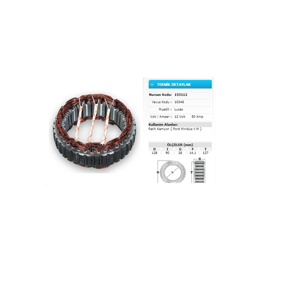 ALT STATOR 55A A127 BMC FATIH