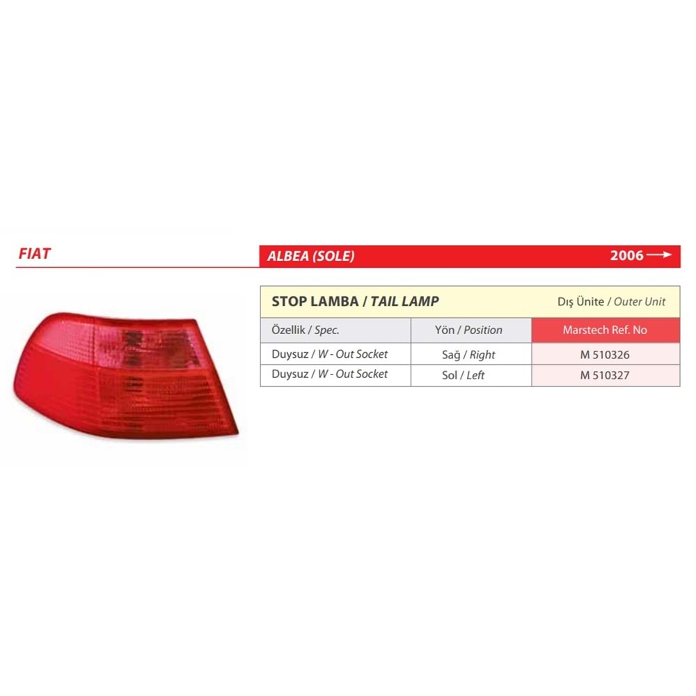 STOP LAMBA DUYSUZ DIS UNITE FIAT ALBEA SOLE 06 SOL