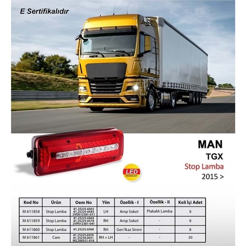LED STOP LAMBA AMP SOKET SAG MAN TGX 2015->