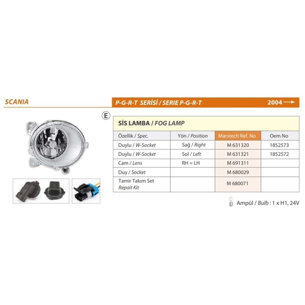 SIS LAMBA SCANIA (P-G-R-T SERISI-04) SAG
