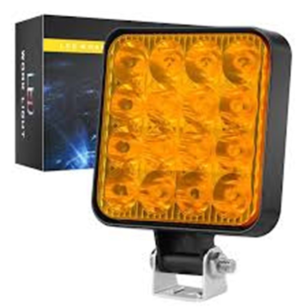 ÇALIŞMA LAMBA 16 LED 18W SARI CAMLI