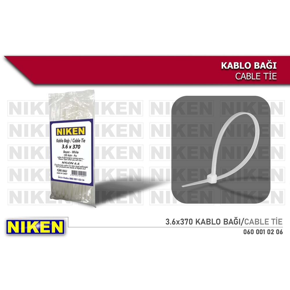 KABLO BAĞI BEYAZ 3,6X370 (100 ADET)