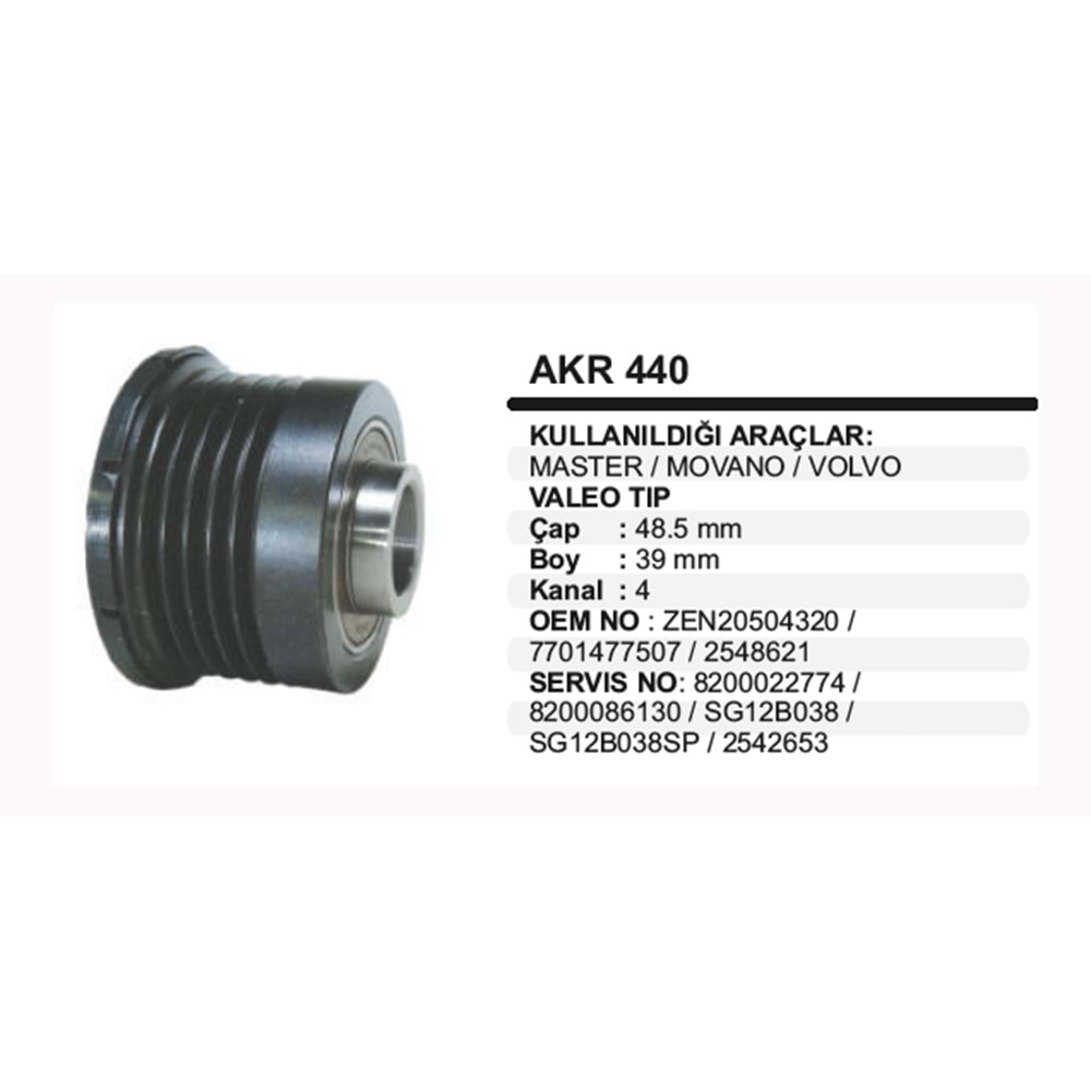 ALT KASNAK RULMANLI MASTER MOVANO VOLVO