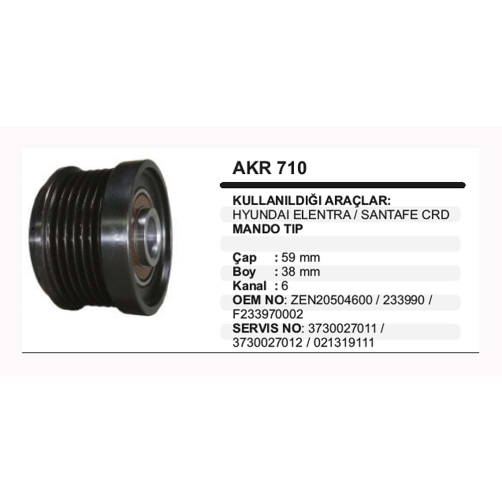 ALT KASNAK RULMANLI HYUNDAI ELANTRA SANTA FE CRDI