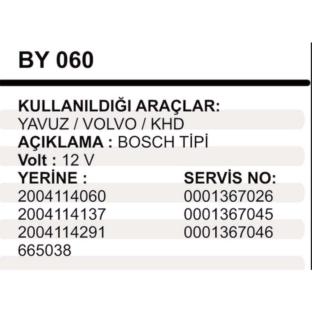 MARS YASTIK 12V YAVUZ VOLVO
