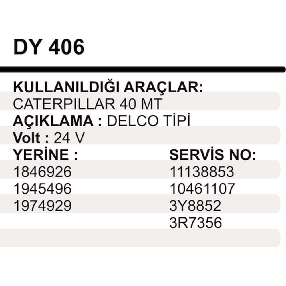MARS YASTIK 24V CATERPILLER 40MT