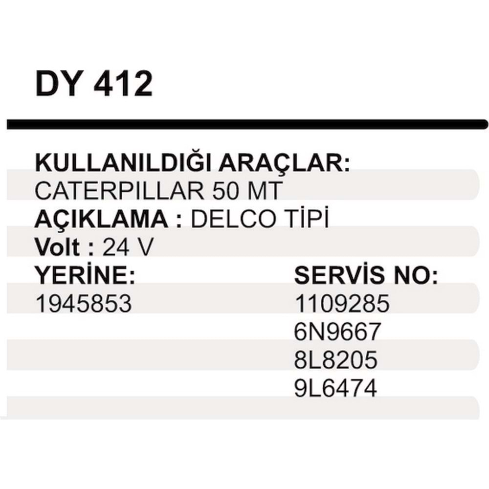 MARS YASTIK 24V CATERPILLER