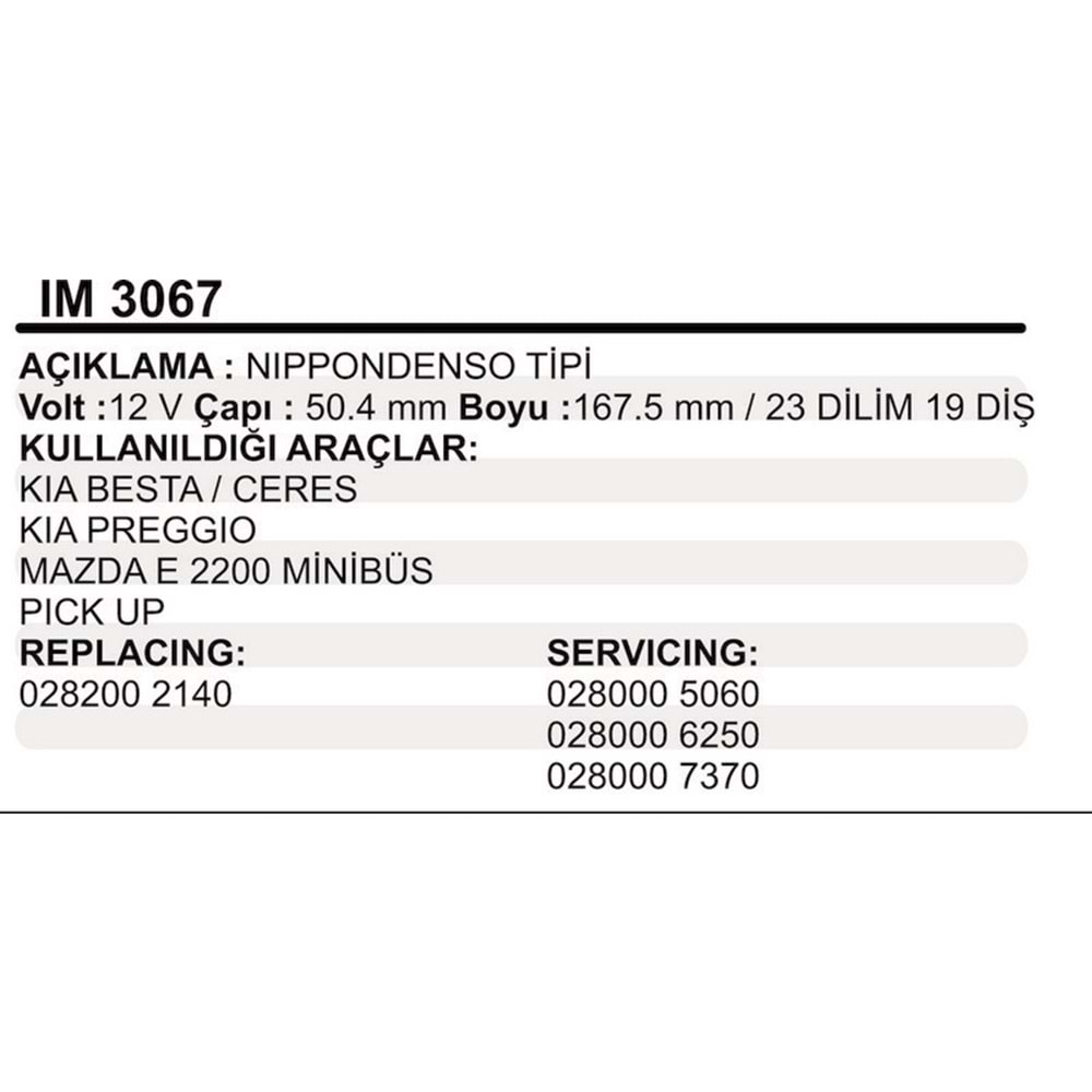 MARS KOLLEKTOR 12V 19 DIS NIPPODENSO TIPI KIA BESTA CERES PREGGIO MAZDA E 2200 MINIBUS PICK UP