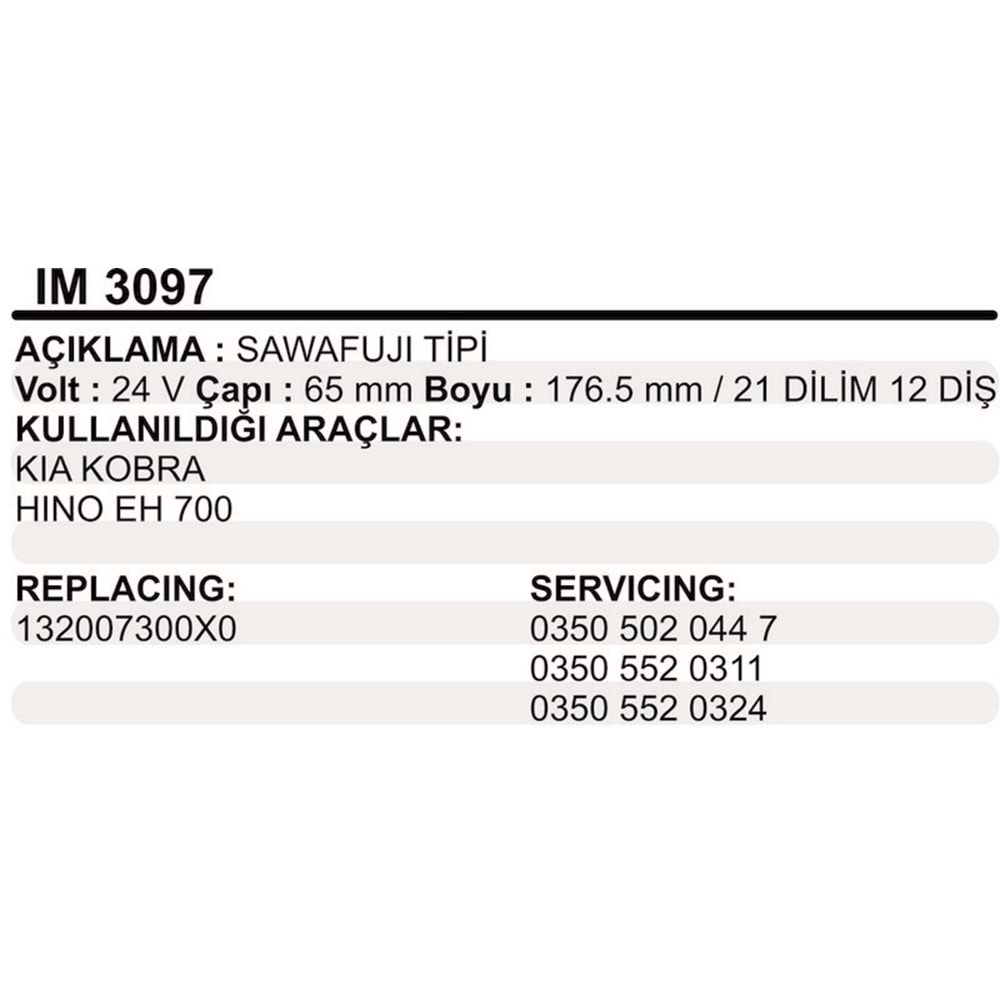 MARS KOLLEKTOR 24V 12 DIS SAWAFUJI TIPI KIA KOBRA HINO EH 700
