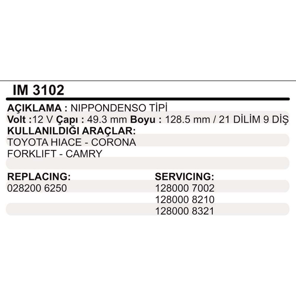 MARS KOLLEKTOR 12V 9 DIS NIPPODENSO TIPI TOYOTA HIACE CORONA FORKLIFT CAMRY