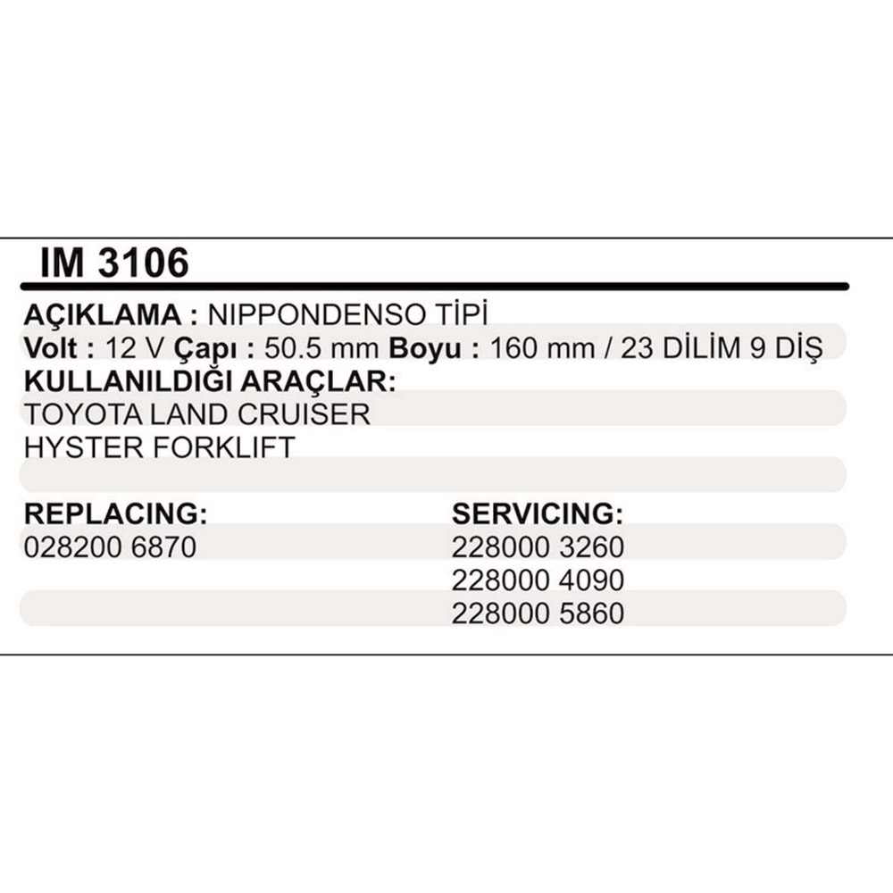 MARS KOLLEKTOR 12V 9 DIS NIPPODENSO TIPI TOYOTA LAND CRUISER HYSTER FORKLIFT