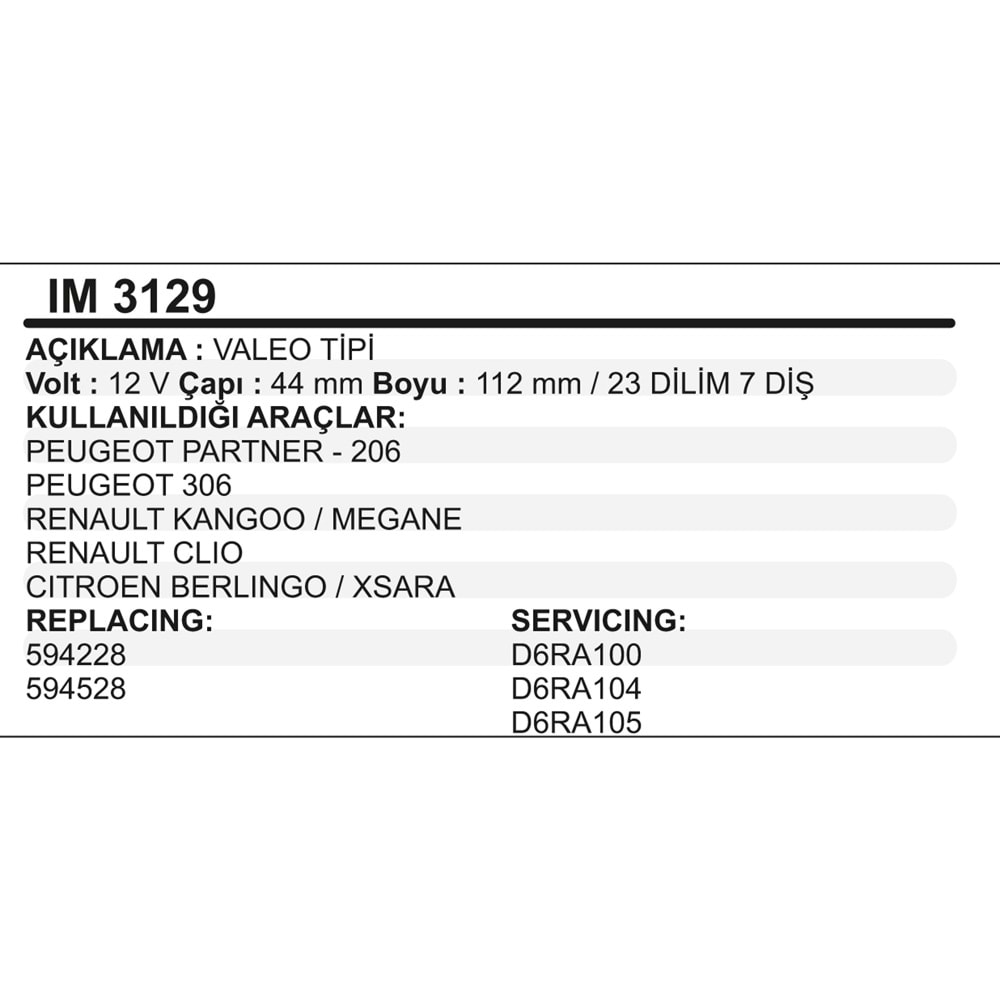 MARS KOLLEKTOR 12V 7 DIS VALEO TIPI PEUGEOT PARTNER 206 RENAULT KANGOO MEGANE CLIO CITROEN BERLINGO