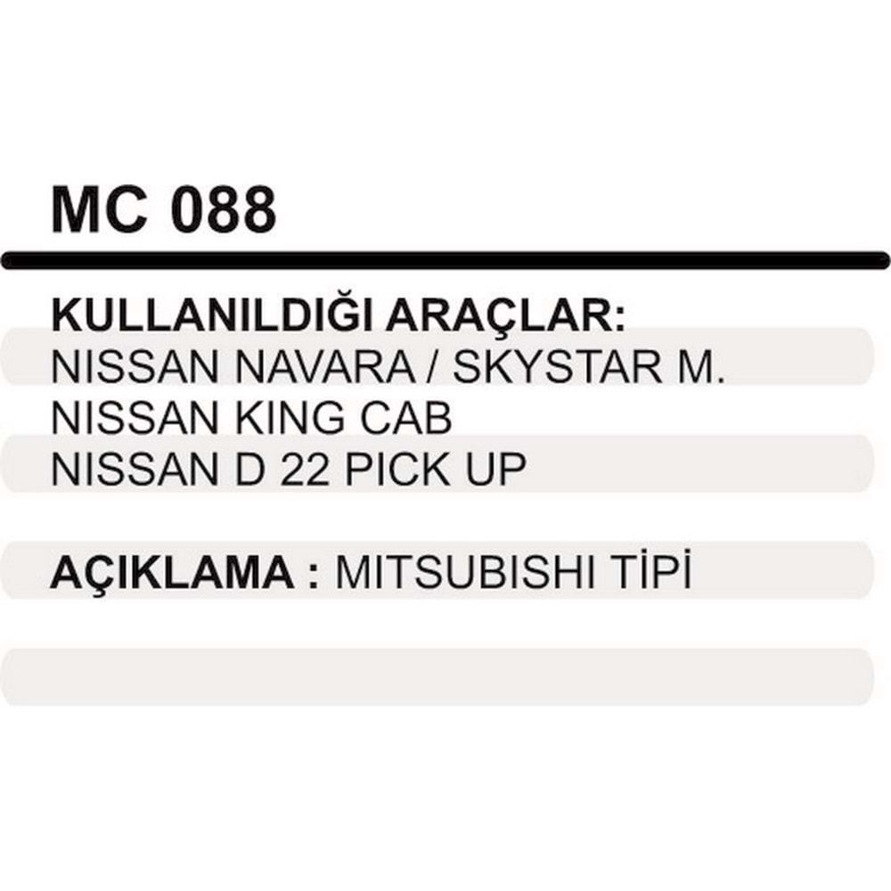 MARS PINYON KAPAK MITSUBISHI TIP NISSAN NAVARA SKYSTAR