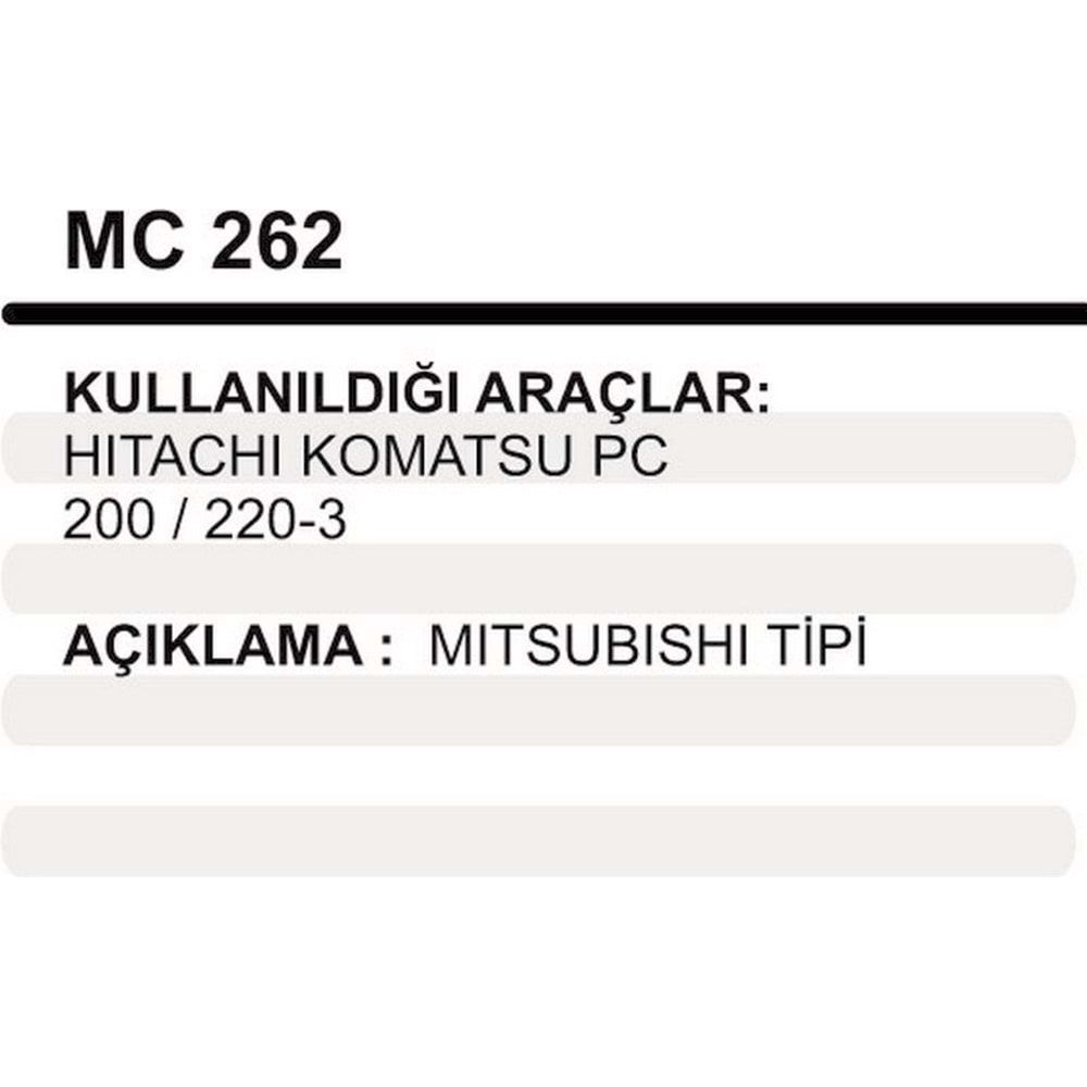 MARS PINYON KAPAK HITACHI TIP KOMATSU PC200/220-3