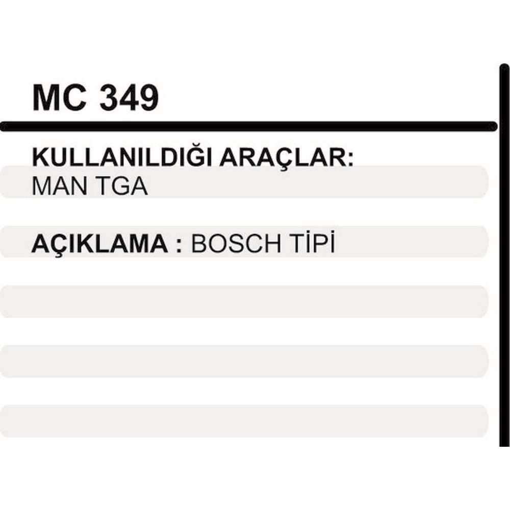MARS PINYON KAPAK BOSCH T 231 MAN TGA