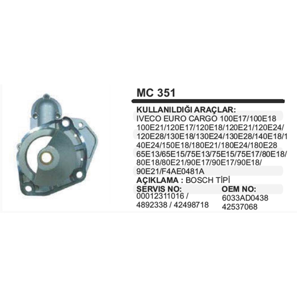 MARS PINYON KAPAK BOSCH IVECO EURO KARGO 70E13 100E17