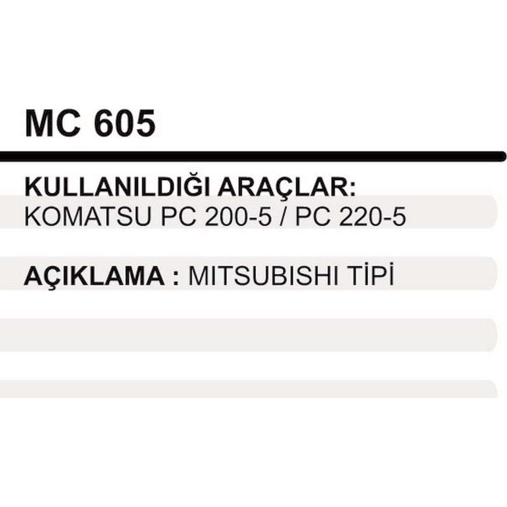 MARS ORTA KAPAK KOMATSU PC200-5/PC220-5