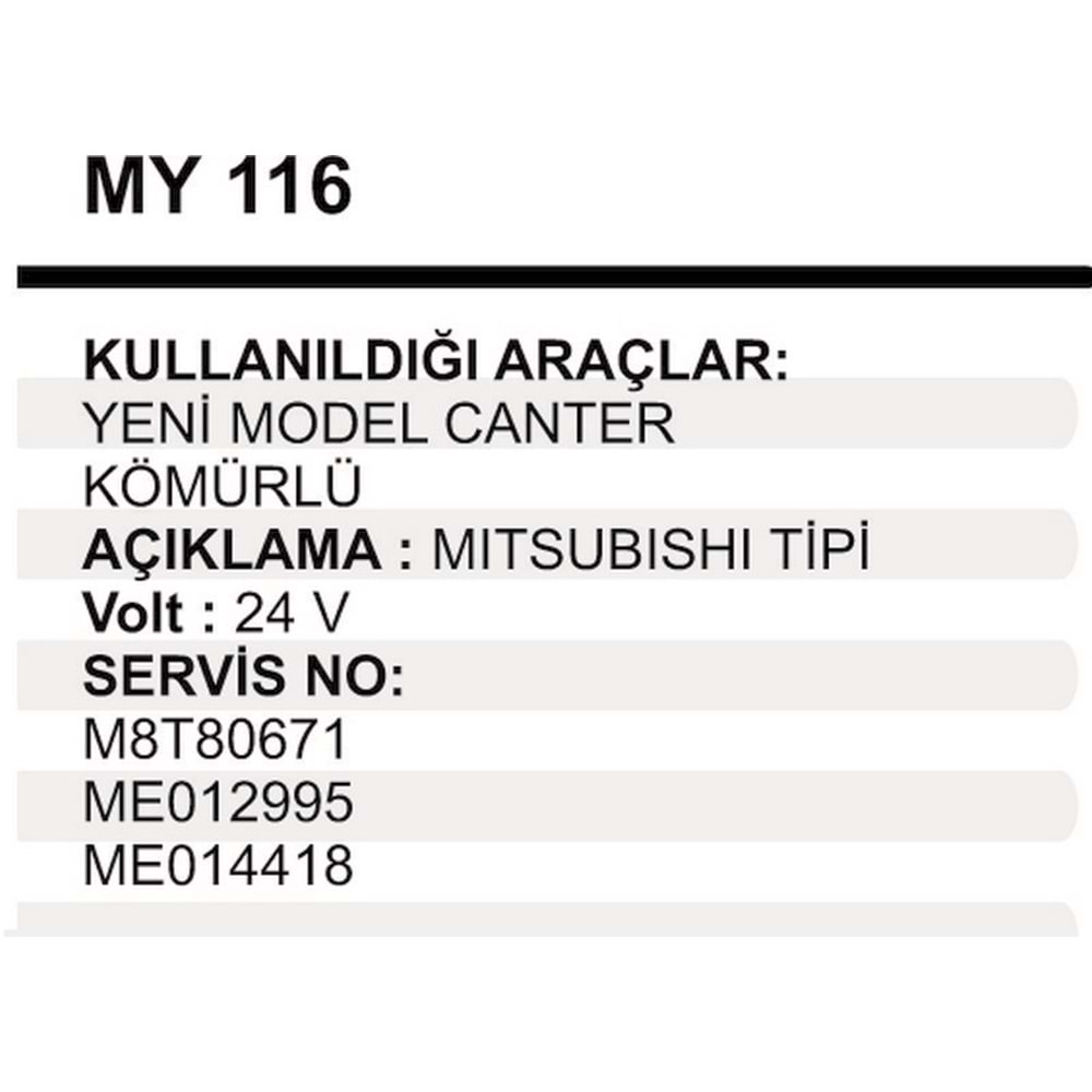 MARS YASTIK KOMURLU 24V YM MITSUB