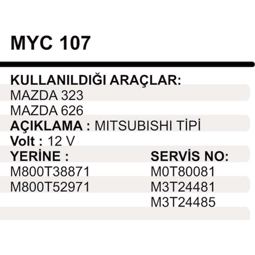 MARS YASTIGI GOVDELI 12V MAZDA 49006