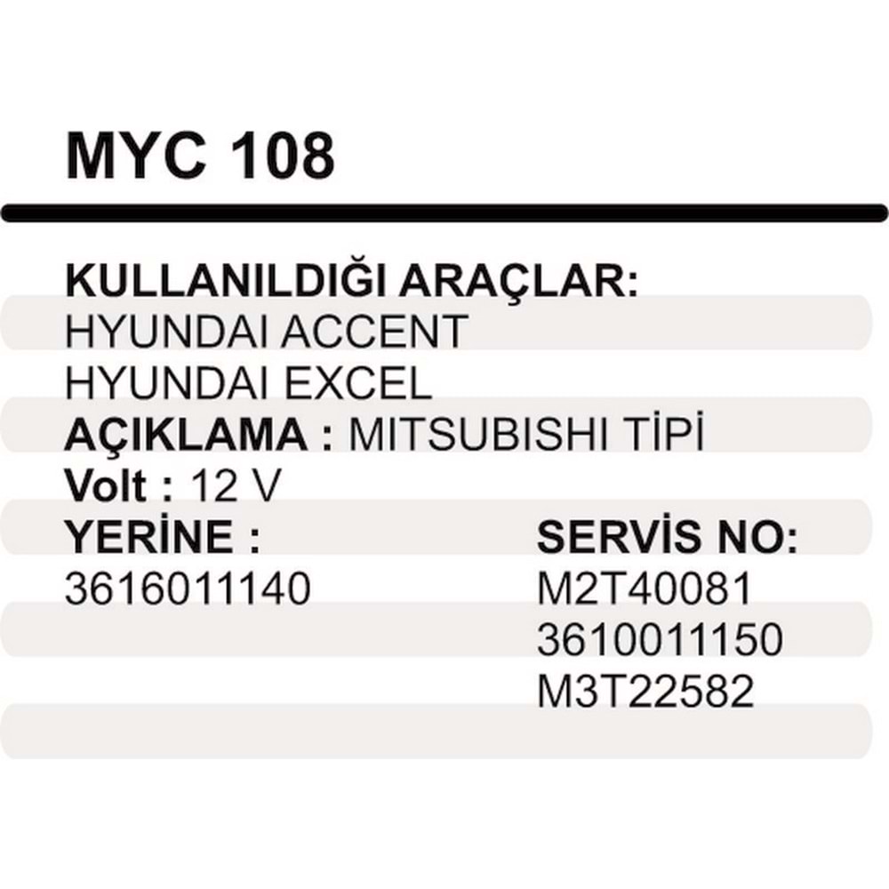 MARS YASTIGI GOVDELI 12V HYUNDAI 49010