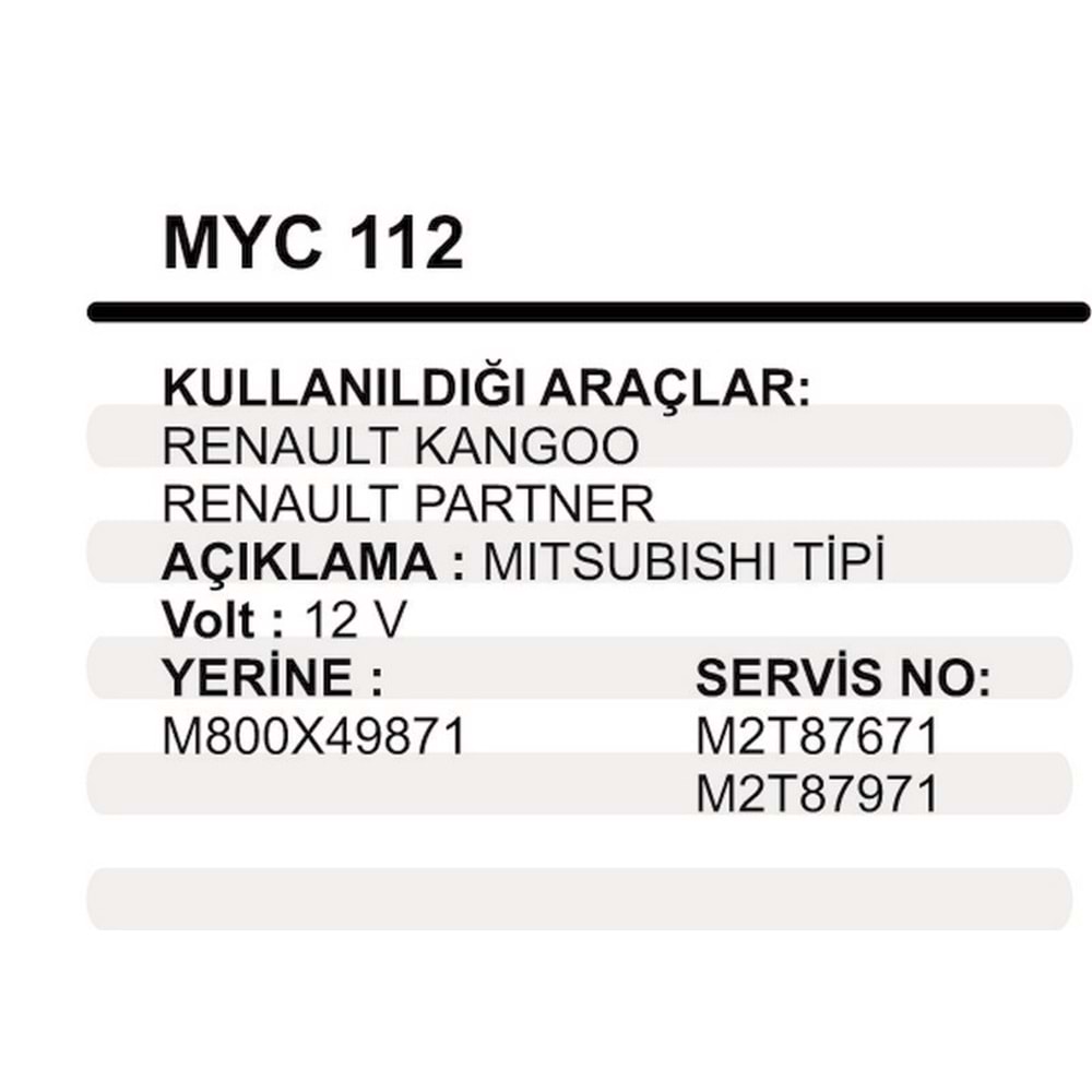 MARS YASTIGI GOVDELI 12V MITSUBISH