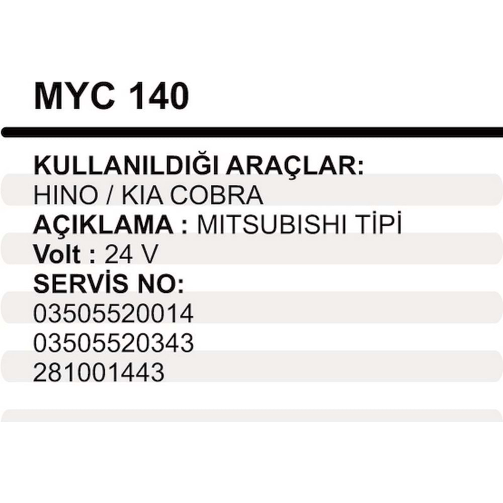 MARS YASTIGI GOVDELI 24V AS26-200 HINO