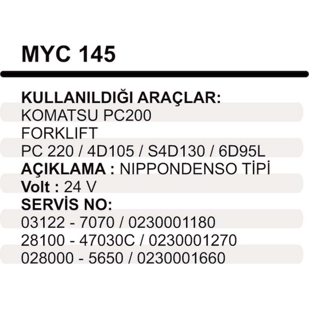 MARS YASTIGI GOVDELI KOMATSU 24V