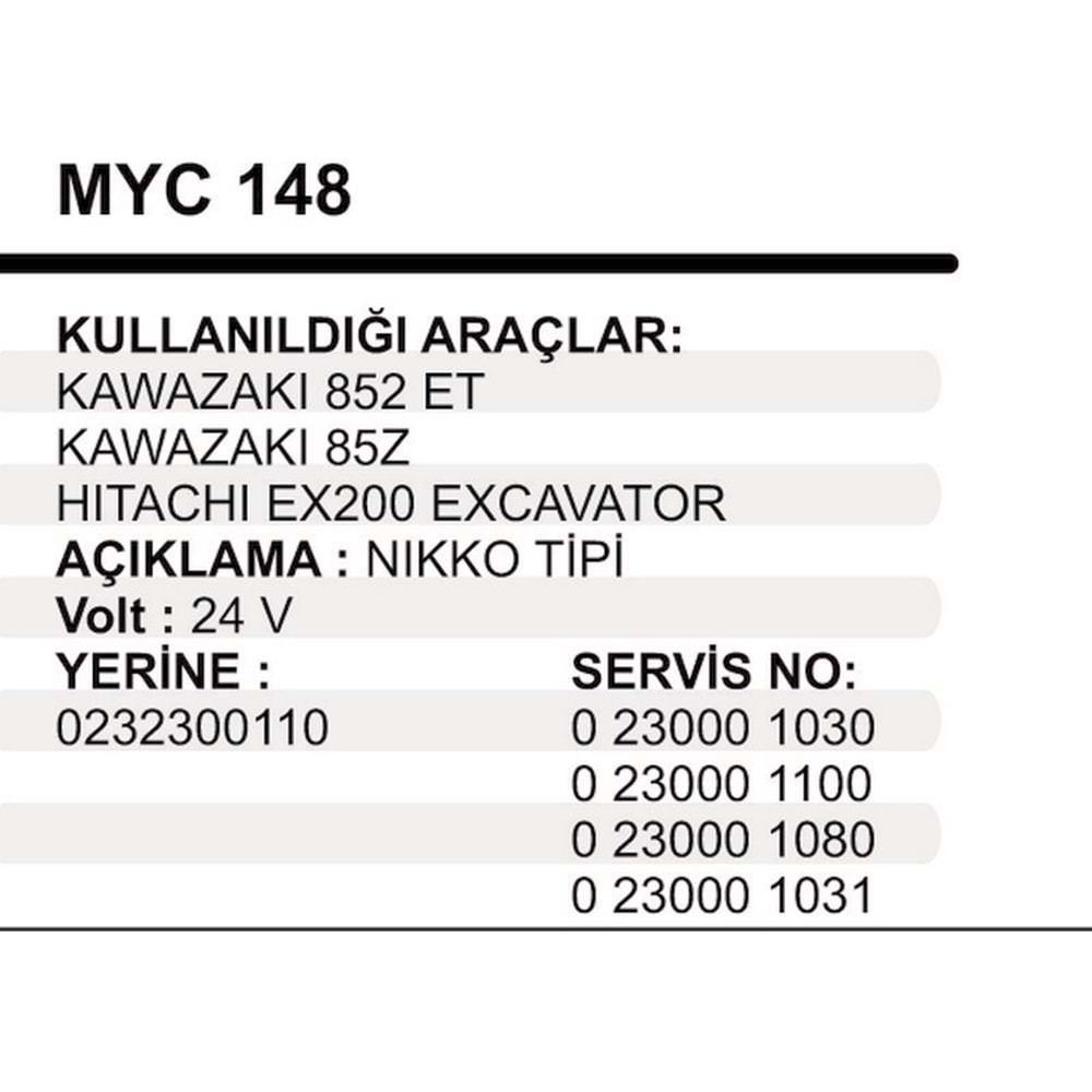 MARS YASTIK GOVDELI 24V KAWAZAKI 852 ET