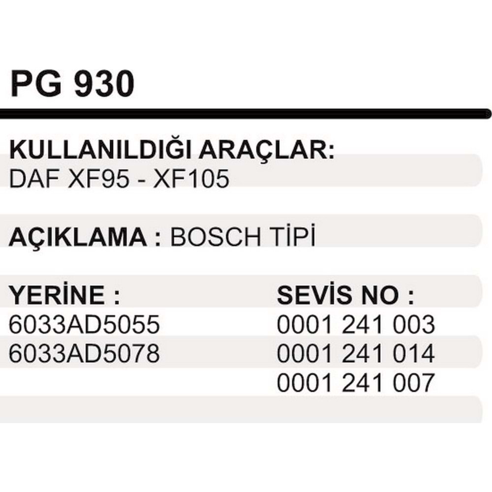 MARS DISLISI 12D DAF MAN 45 MM 241 SERISI