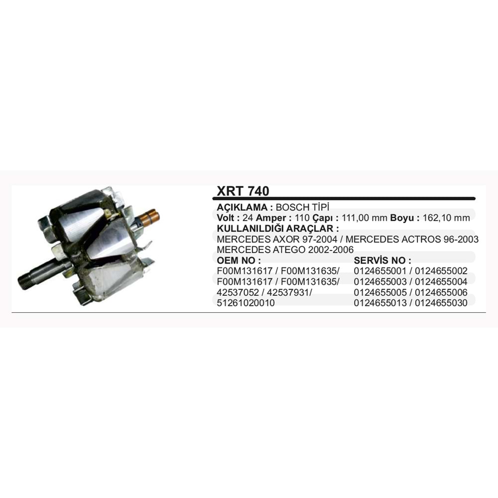 ALT ROTOR BOSCH 24V 110A AXOR ACTROS