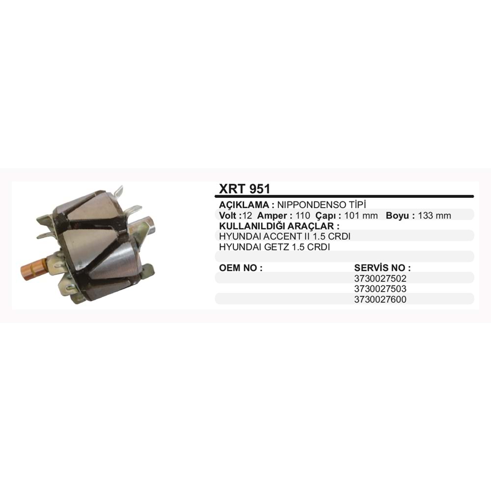 ALT ROTOR 12V 120A N.DENSO ACCENT