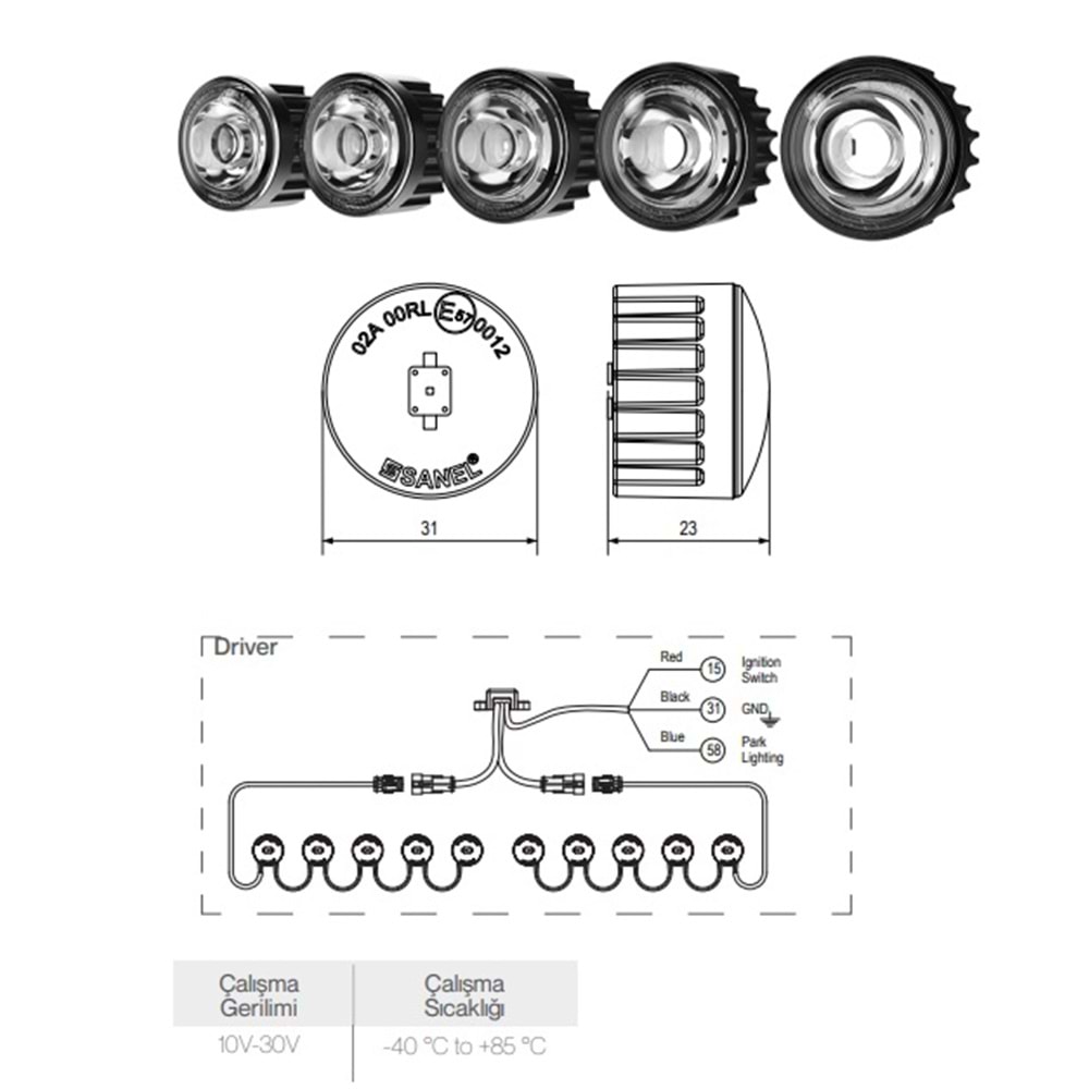 DAY TIME RUNNING LIGHTS 7X2 PLASTIK