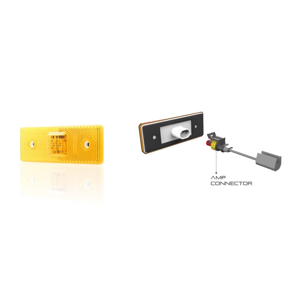 SIDE MARKER DİKDÖRGEN SML02Y 4 LED/SARI/10-30V YAN - Soket Çıkışlı