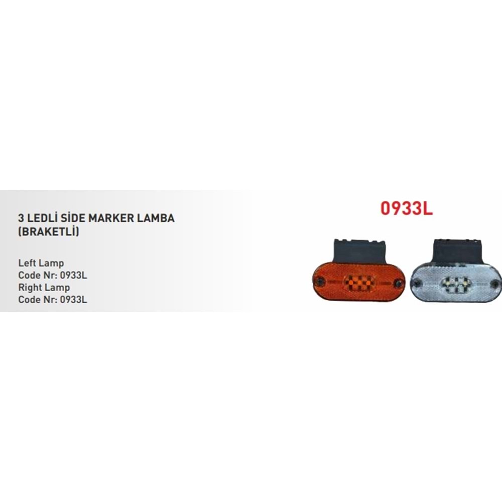 3 LEDLİ SİDE MARKER LAMBA BRAKETLİ